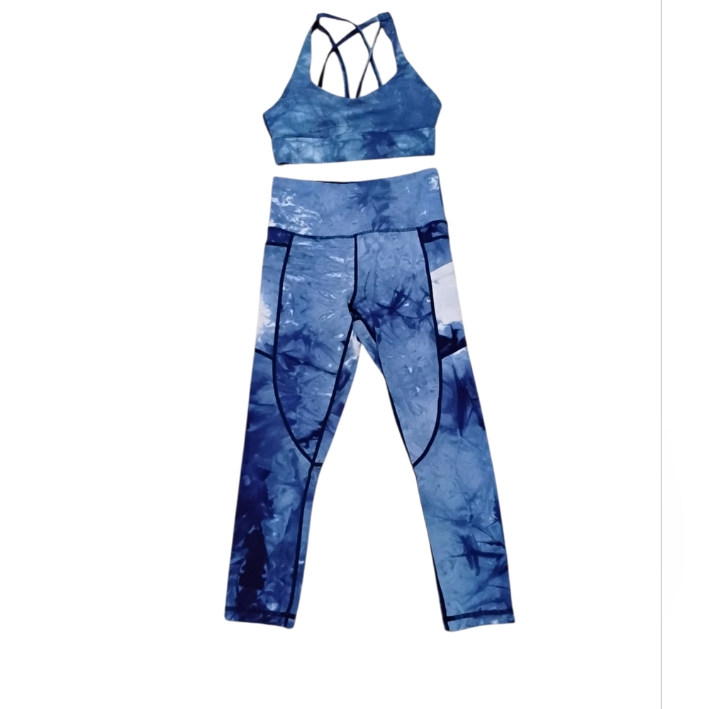 Zyia Light N Tight Tie Dye Matching Sports Bra & Leggings Set Womens Size XS 2